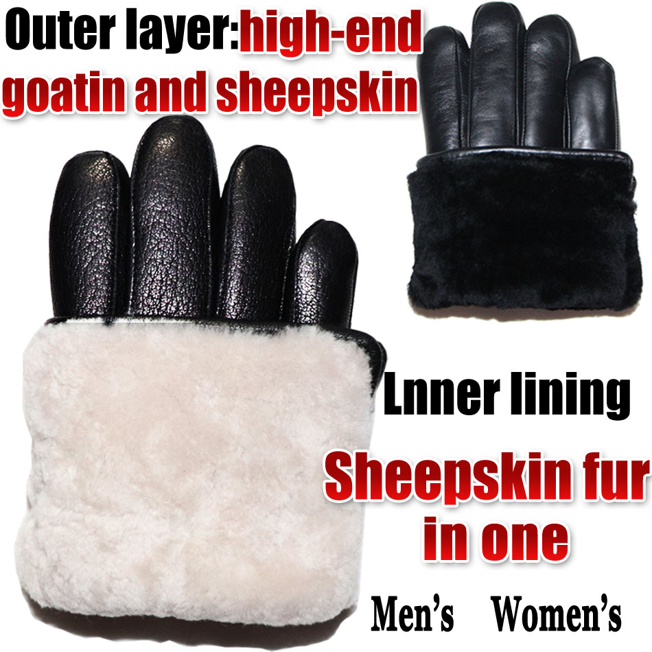 Leather Driving Glove - Deerskin Pattern Male Leather Gloves Sheepskin-fur