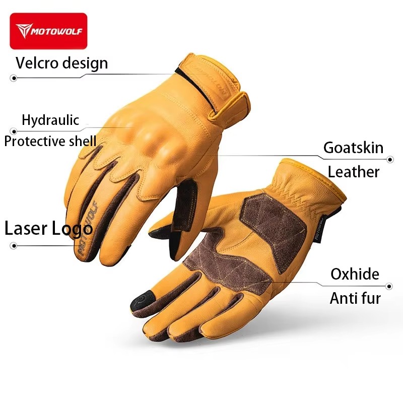 Leather Motorcycle Gloves Retr - Motorcycle Glove Knuckle recension och pris